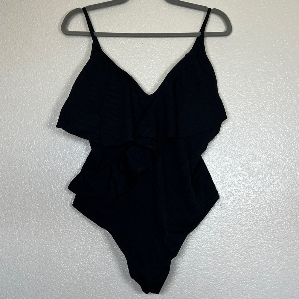 Black Ruffle One-Piece Swimsuit - Classic Women's Swim